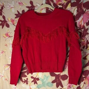 Red Fringe Sweater